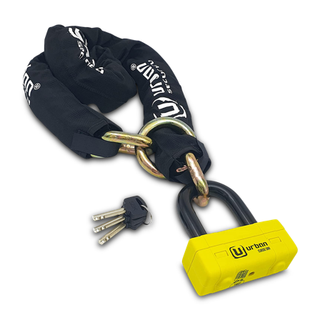 Mini U-lås UR74 + Lassokjede ø13,5mm Klasse SRA 120cm URBAN