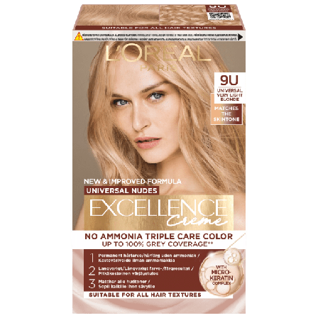 L'Oréal Paris Excellence Universal Nudes 9U Very Light Blonde Hårfärg Unisex Beige ONESIZE