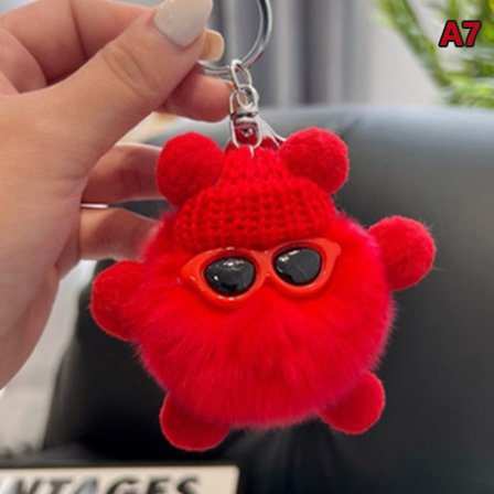 Mini Rex nøkkelring Fluffy nøkkelringer pyntegjenstander Pom Pom nøkkelring