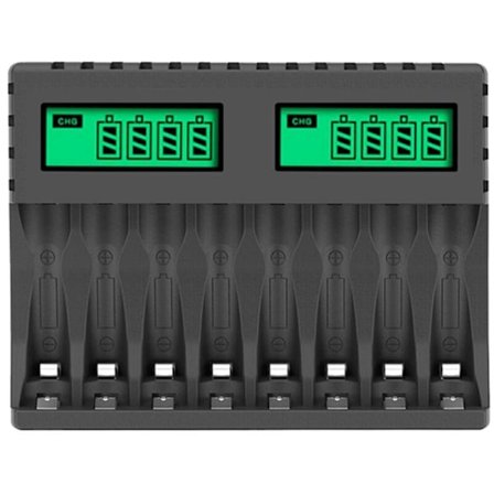Batterilader LCD-skjerm 8 spor intelligente smarte ladere for AA/AAA NiCd NiMh oppladbare batterier AA AAA lader