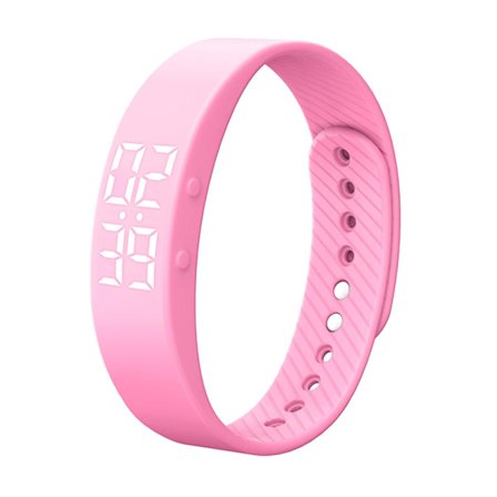 Ei-Bluetooth-askelmittarikello, digitaalinen askellaskuri, kalorilaskuri, etäisyyden aktiivisuusmittari, hälytys, LED-kuntokello, vedenkestävä (PINKKI