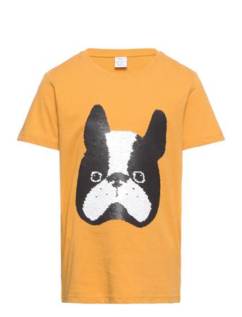 Top Ss Flip Sequins Doglife T-shirt Gul Lindex