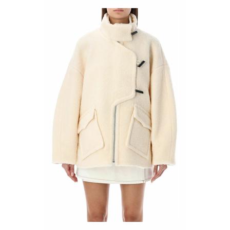 Ganni Faux Fur Shearling Jas , Beige , Dames , Maat: M