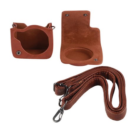 PU Læder Beskyttelsescover Taske til Fujifilm Instax Mini 90 med Skulderrem (Brun)