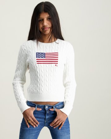 Polo Ralph Lauren 20/2 COTTON-SWEATER-PULLOVER Vit Tröjor Tjej - Kids Brand Store