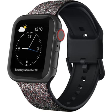 Apple Watch-rem, blød silikone sportsarmbånd, udskiftningsrem, egnet til hele Iwatch-serien(Shine Red Black 42/44/45mm)