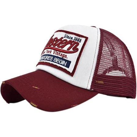 Vintage Puoliverkko Baseball-lippis Brodeeraus Länsimainen Pesty Denim Trucker-lippis Puuvilla Aurinkohattu Säädettävä Unisex punainen—yux