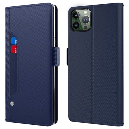 Snyggt iPhone 14 Pro fodral med sminkspegel - Blå