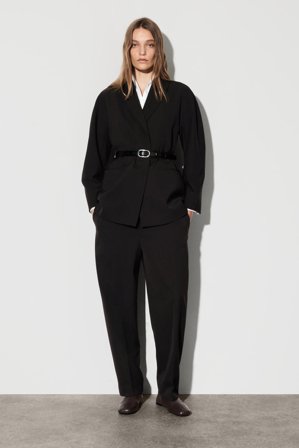 COS Women's Byxor I Ullblandning Med Barrel Legs in Brun