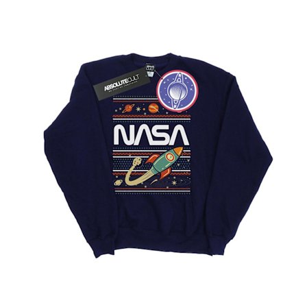 NASA Dam/Kvinnor Fair Isle Sweatshirt M Marinblå