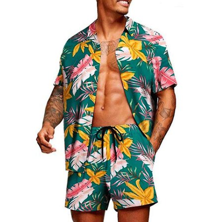 Herre Hawaii Blomster Skjorter Korte Bukser Sæt Sommer Strand Ferie Casual Kortærmet Toppe + Shorts Outfit
