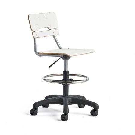 Chair LEGERE height adjustable, small seat, with wheels, H 530-720 mm, white