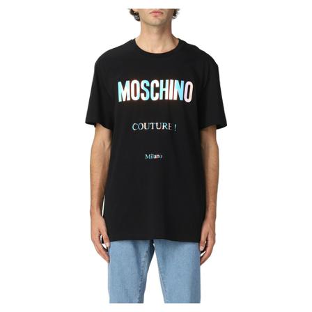 Moschino, Logo-Print T-shirt Zwart, Heren, Maat:2XL