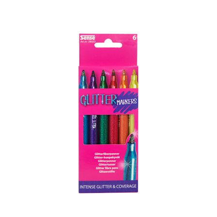 Sense Glitter Fiberpennor 6-pack