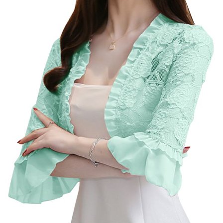 Damsjal med rund krage med slät blomspets som presenter till tjejer