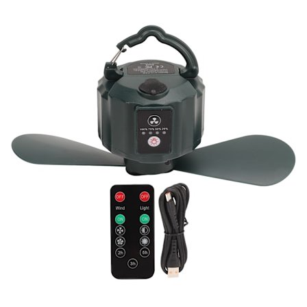 Telt Loftventilator Udendørs Bærbar Dobbeltbladet Ventilator Camping USB Lys Elventilator Grøn 10400mAh