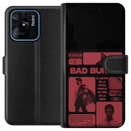 Yhteensopiva Lompakkokotelo Xiaomi Redmi 10C Bad Bunny NFL-inspiroima kilpi logo, jossa on amerikkalainen jalkapallo ja tähtiä