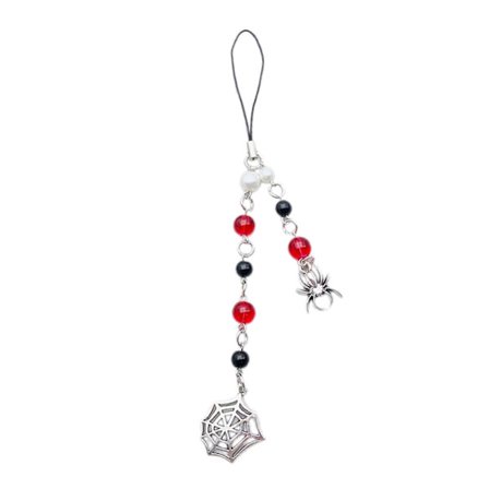 Edderkoppnett Anheng Telefonkjede Sjarm Mote Perlebesatt Prydet Nøkkelring Anheng Telefon Snor for Ryggsekk Telefon og Lommebok