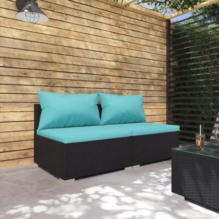 Vidaxl Loungegrupp För Trädgården Med Dynor 2 Delar Konstrotting Svart