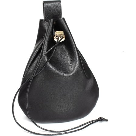 Nahkavyölaukku Keskiaika Vintage Renaissance Viking LARP Cosplay-asuun Vetoketjullinen Kolikkopussi Puhelimenpidike Vyölaukku (Musta)