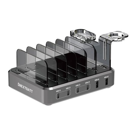 NEXTBATT 6-Port Charging Station, 120W – Black