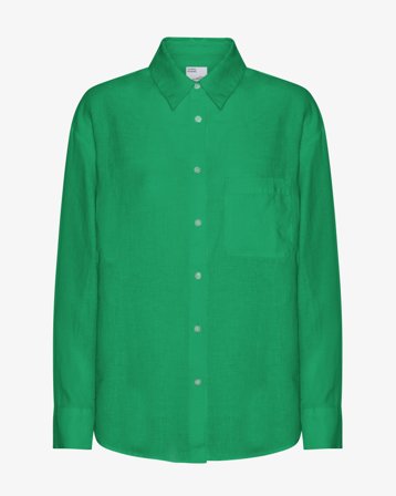 Linen Oversized Shirt - Kelly Green M