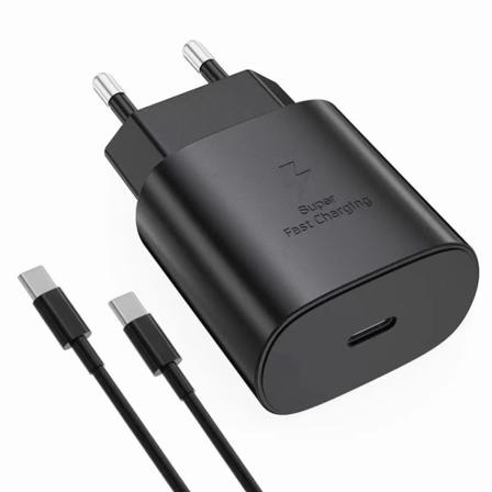 USB C-ladekobling Rask og sikker telefonladingadapter for GalaxyS23, S22, S21, S20, S10, Note 20, A53, A52, A33 A7 Black - EU