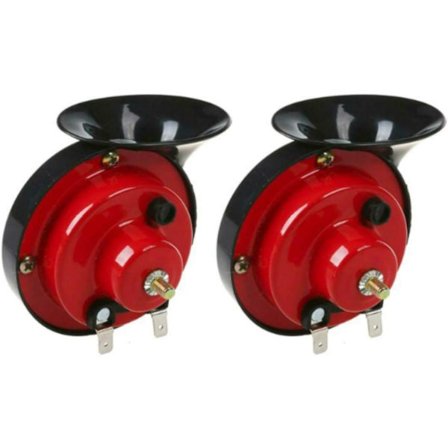 Pieces 12V Kraftig Tog Truck Horn, Vanntett Bil Motorsykkel Kraftig Horn, Toghorn kompatibel Bil, Kraftig Sykkelhorn 110DB (Rød, 9*9cm)