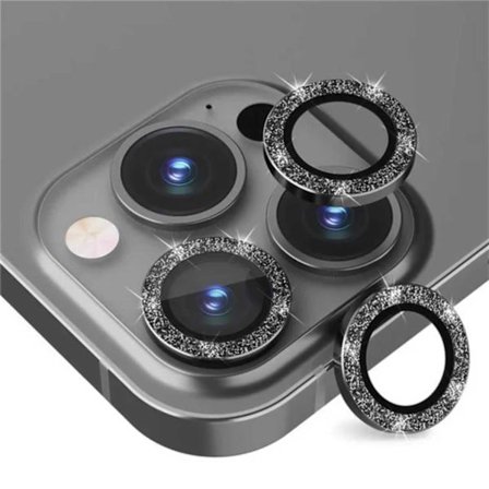 iPhone 15 Pro/Pro Max Lens Cover Bling Glitter Sort