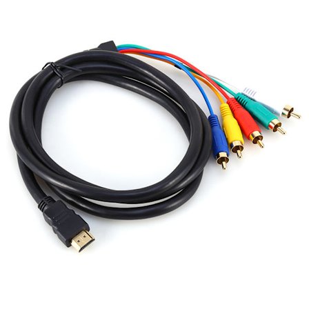 HDMI Hane Till 5 RCA Konverteringskabel, HDMI-kompatibel 1,5m HDMI till 5 R/CA Ljudvideoadapter med Guldpläterade Kontakter, Plug-and-Play Design för 