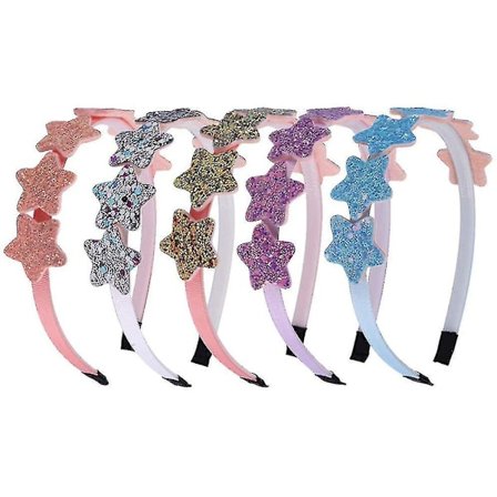 5 Pcs Glitter Headbands,colorful Sequins Stars Plastic Girls Headbands Sparkly Hair Hoop Bands For Girls Children Teens Wearing Gift Party Decor