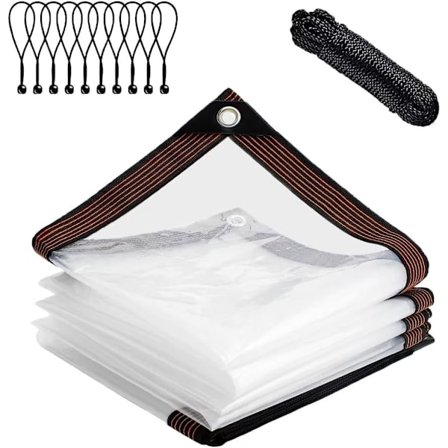 Klar-Vanntett-Presenning-Utendørs, Poly Presenning Presenninger Transparent Anti-Riv Tynn Deksel, for Patio Innhegning Hage Kyllinghus -6.5x6.5FT