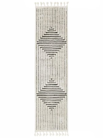 Larache 80X300 Small Cream White/Black Runner Rug