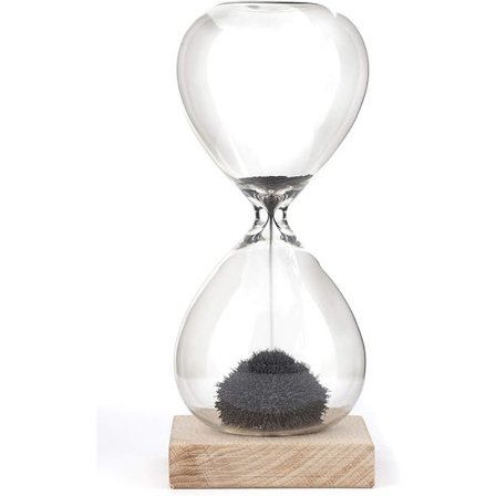 Magnetisk timeglass for ett minutt (svart sand transparent skall)