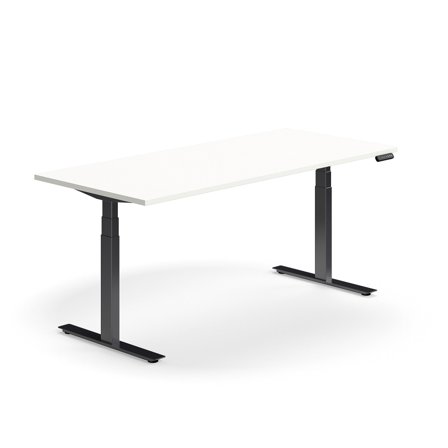 Schreibtisch QBUS höhenverstellbar, 1800x800 mm, Gestell schwarz, weiß