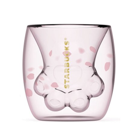 Cat's Claw Cup Glas dubbelkopp Rosa glaskopp Dubbel mjölkkopp Kaffekopp Söt glaskopp