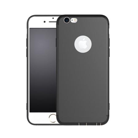 Iphone 7 - Mjukt, Mattsvart Skal Med Öppning För Logo Svart