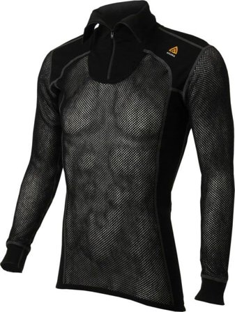 Aclima Aclima WoolNet Polo Shirt with Zip Man Jet Black - Ullunderställ