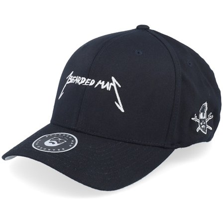 Bearded Man - Svart flexfit Caps - American Heavy Metal Logo Black Flexfit @ Hatstore
