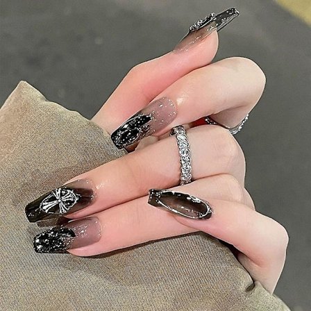 24 stk. Perle Jelly Falske Negle, Søde 3D Aurora Krystal Bjørn Hjerte Tryk På Negle Bling Glansfuld Gradient Pink Falske Negle Kærlighed Dating 