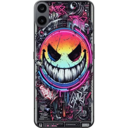 Kompatibelt Mobilskal till Nothing CMF Phone 1 Cyberpunk smiley med neonfärger, graffiti och futurisk techstil, edgy digital konst för gamers, poste