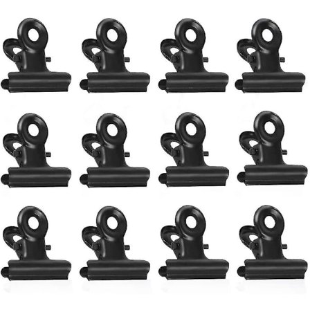 Pienet klipsit, 50 kpl metalliset niittiklipsit, 22 mm bulldog-paperiklipsit, mustat saranaklipsit ruokapusseille