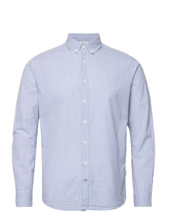 Johan Cotton Stripe 03 Skjorte Casual Blå Kronstadt
