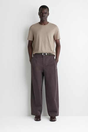 COS Men's T-Shirt In Cotone Spazzolato in Beige