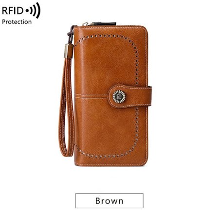 Damplånbok RFID Stöldskyddsläderplånböcker Brown