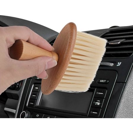 Højdensitets bilinteriør detaljebørste, træhåndtag blød børste detaljestøvning børste, ultra blød børste træbørste støvning værktøj til instrumentbræt