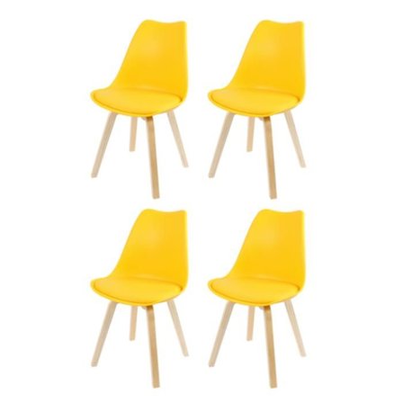Set med 4 skandinaviska stolar "Emy" - Senapsgul - L 45 x P 58 x H 82 cm