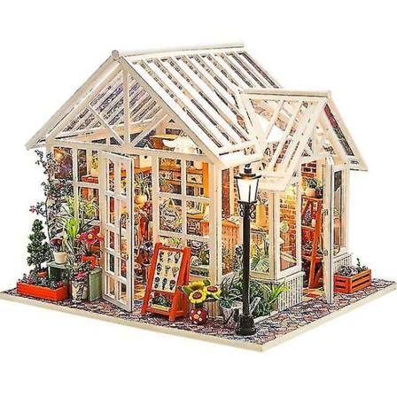 Diy dockhus miniatyrdockhus med möbler trähus miniatyrer leksaker för barn nyår julklapp bokhandel Sosa