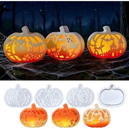 Silikonimuotit Halloween-kurpitsa 4 kpl Silikonimuotti Kurpitsa Halloween-elementtikuvioilla, Valumuotit Silikoni Halloween