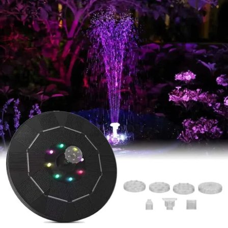 Stor Soldrevet Fontene med Batteri og Belysning 16cm_qq-X76-